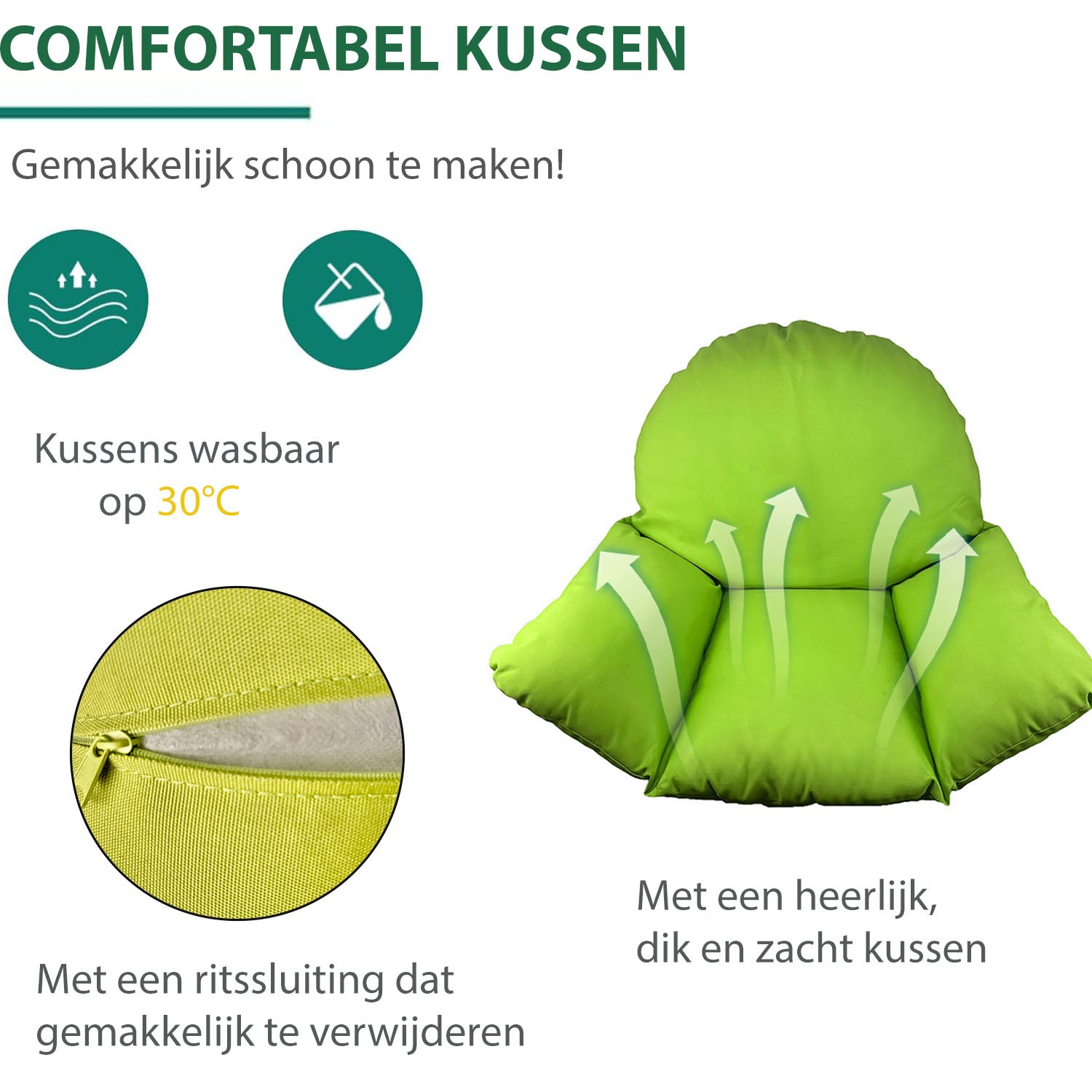 Luxe Hangstoelkussen Groen