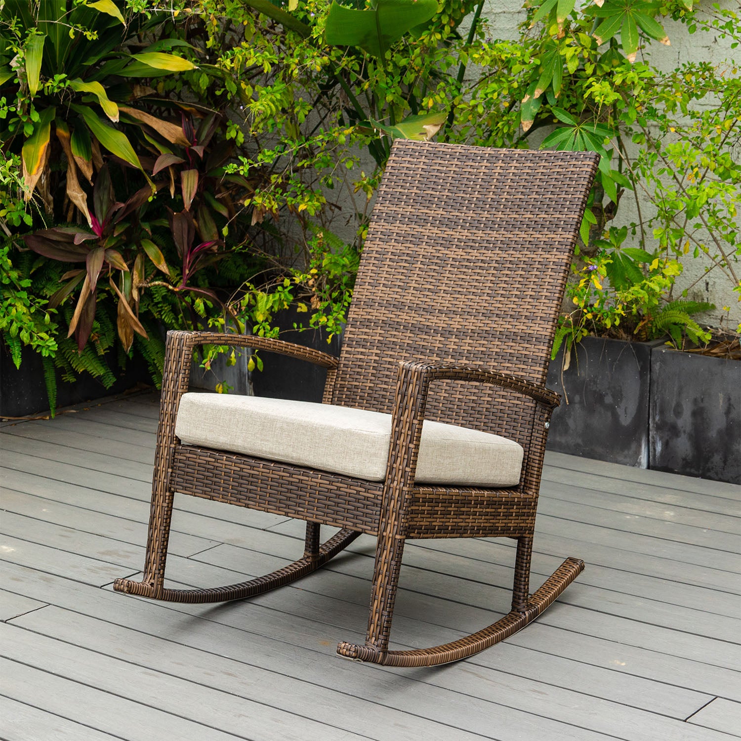 Luna Rocking chair - Bruin Tuinstoel Schommelstoel