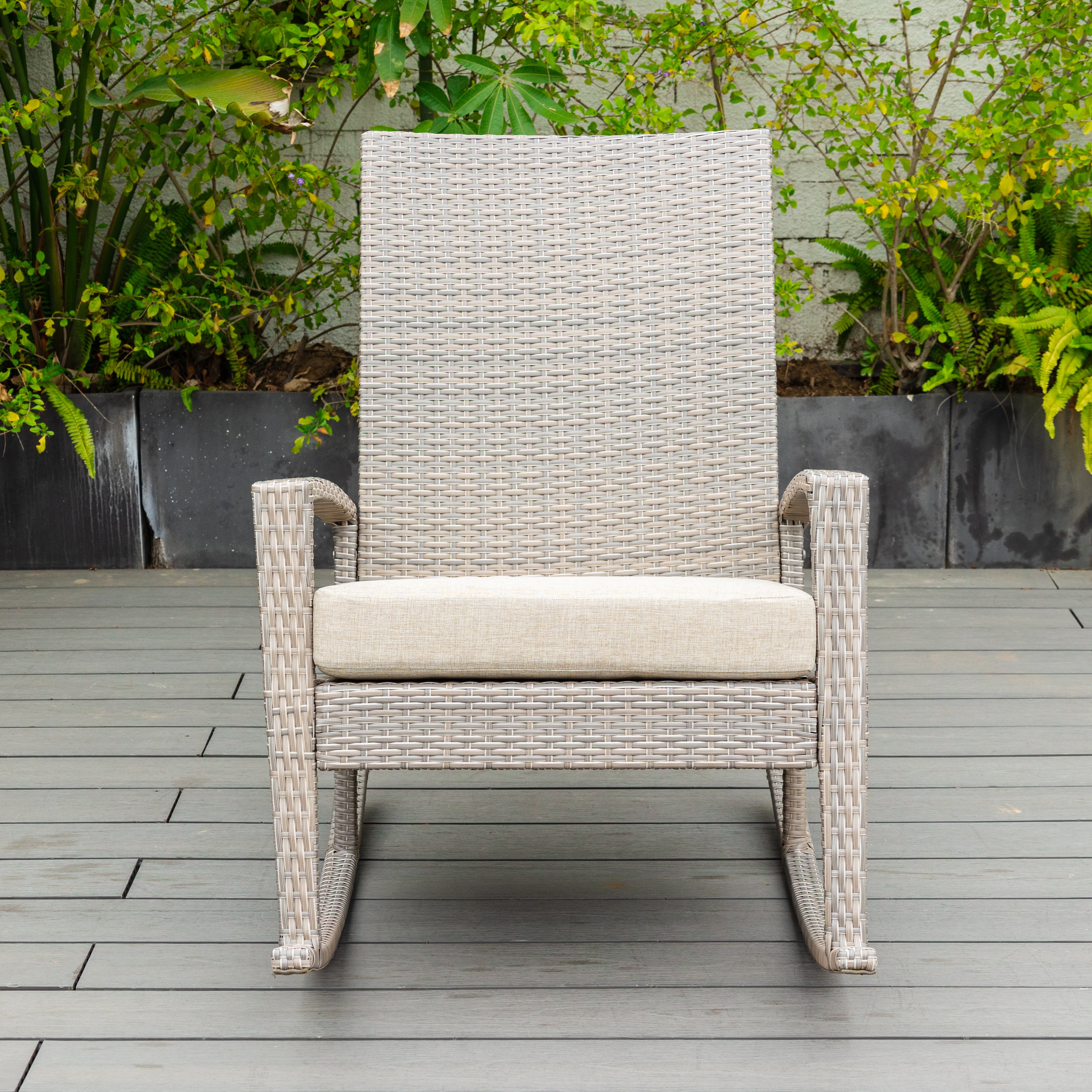 Titel Luna Rocking chair - Beige Tuinstoel Schommelstoel