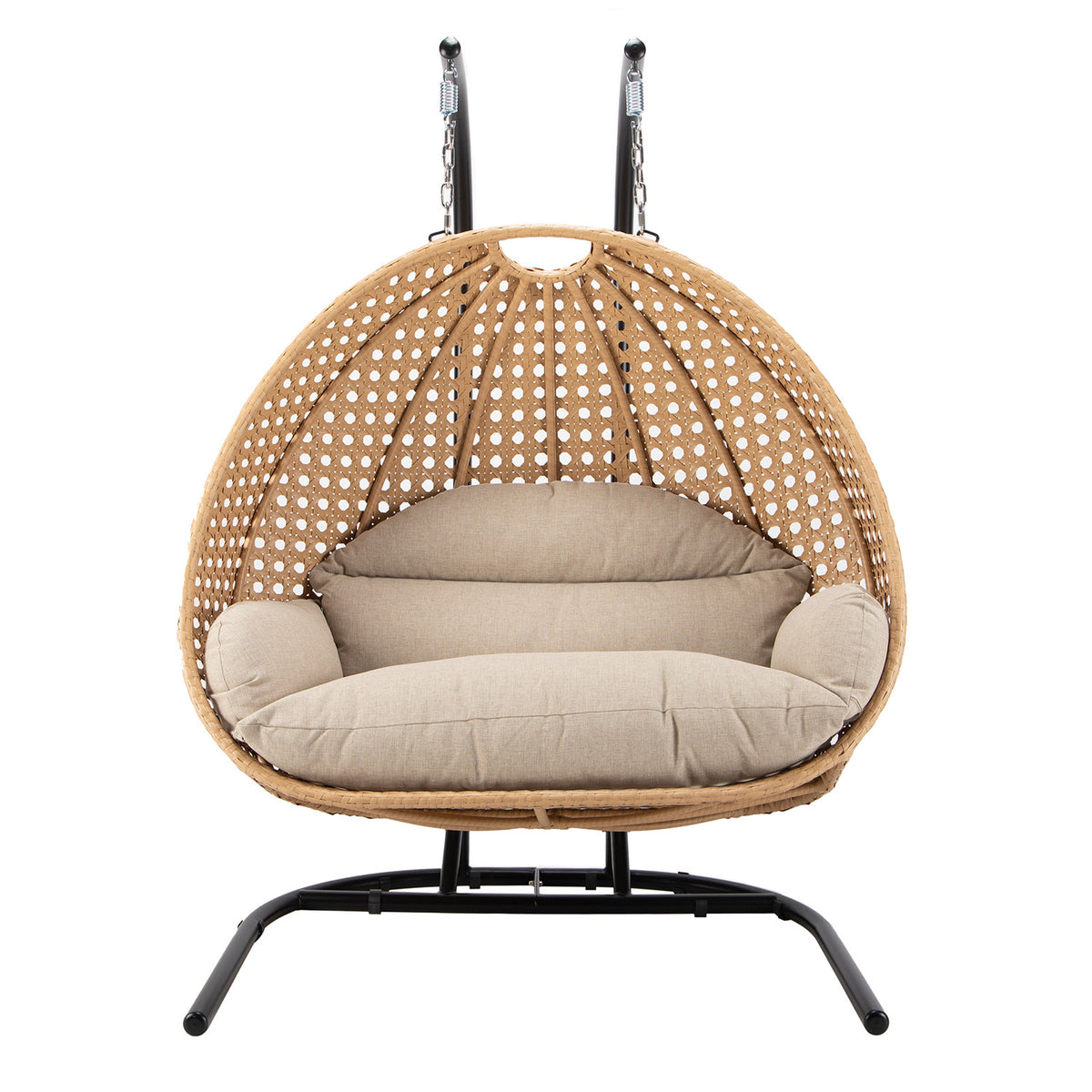 Hangstoel Dubai - Zwart frame - Kaki Basket