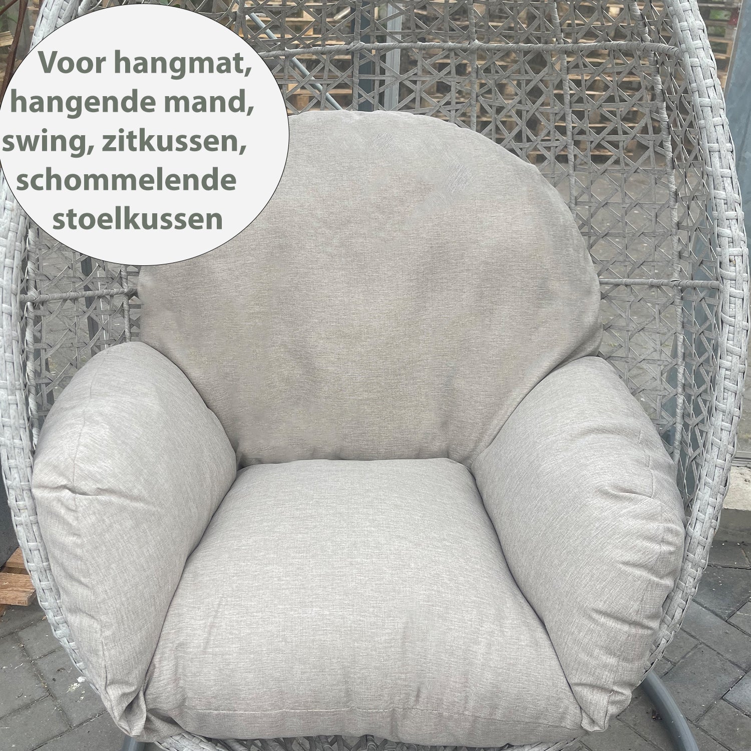 Luxe Dikker Hangstoelkussen- Grijsbeige