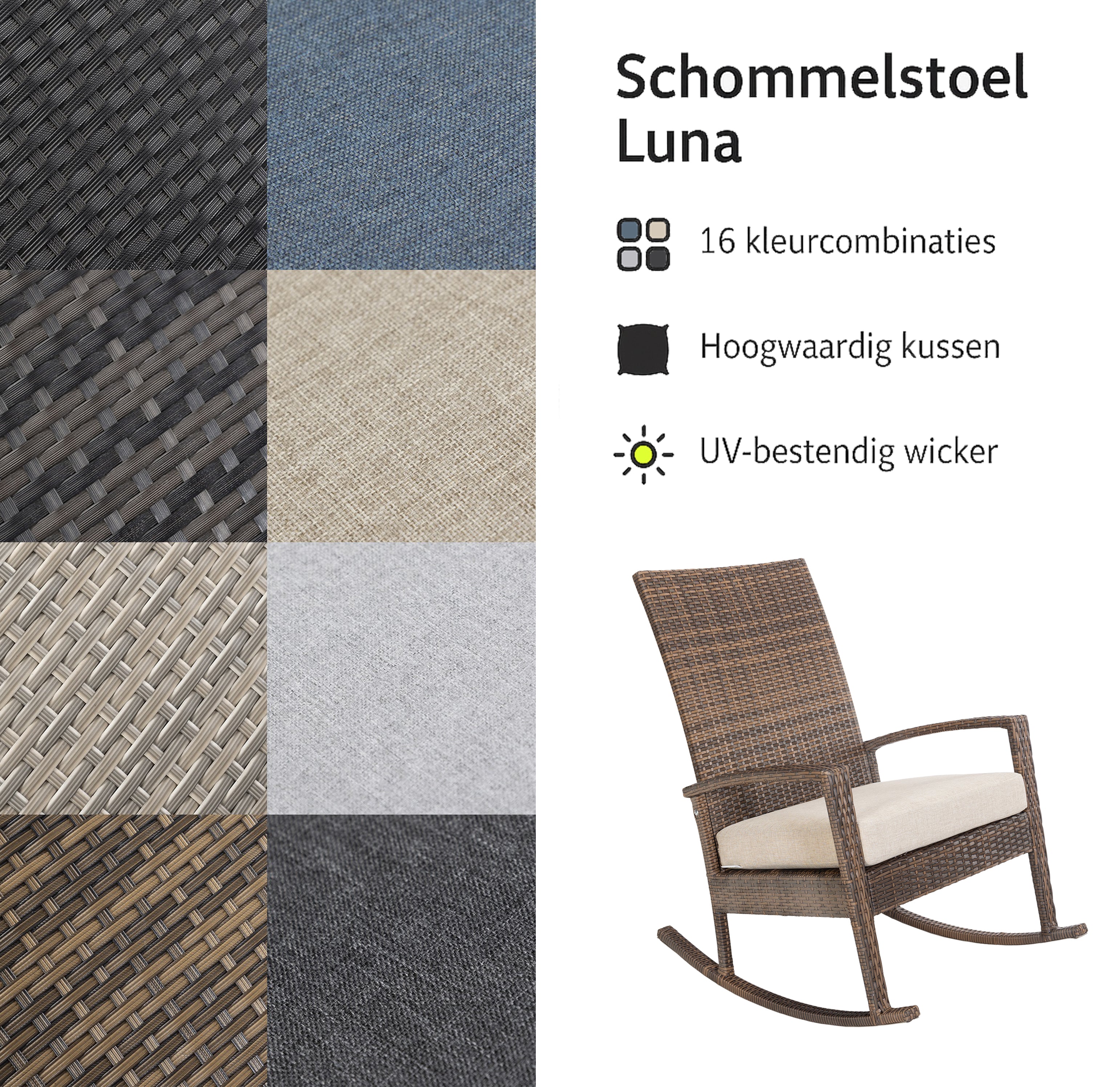 Luna Rocking chair - Bruin Tuinstoel Schommelstoel