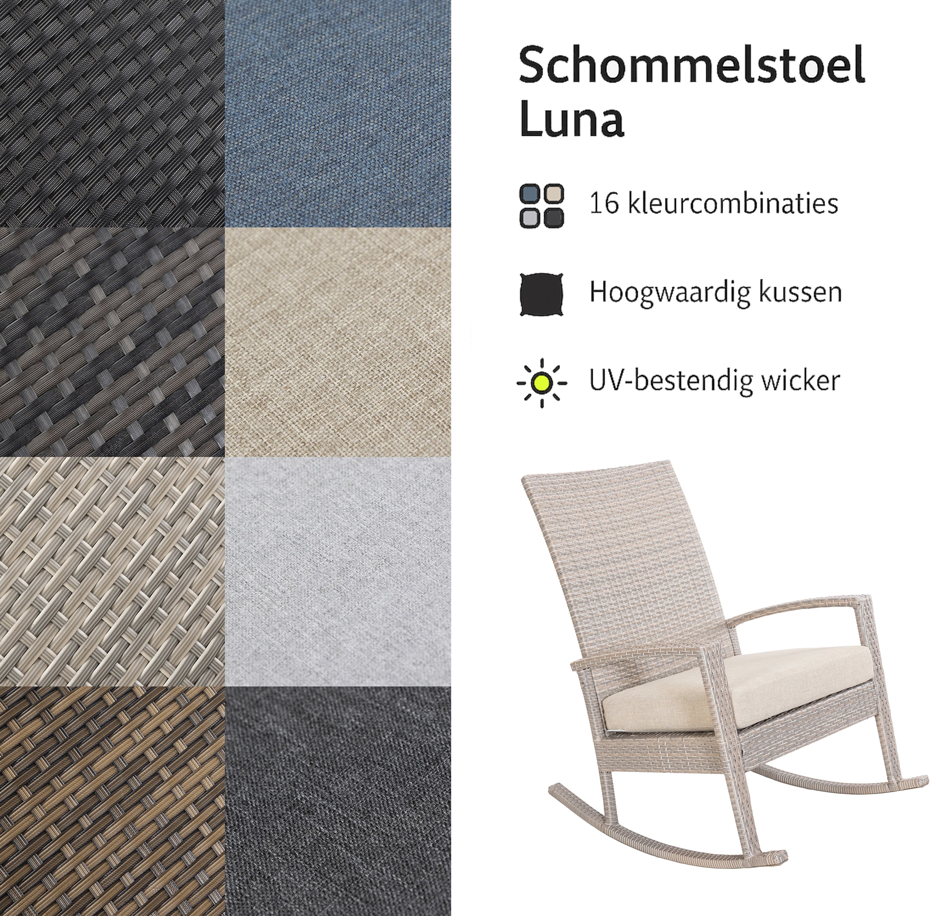 Titel Luna Rocking chair - Beige Tuinstoel Schommelstoel