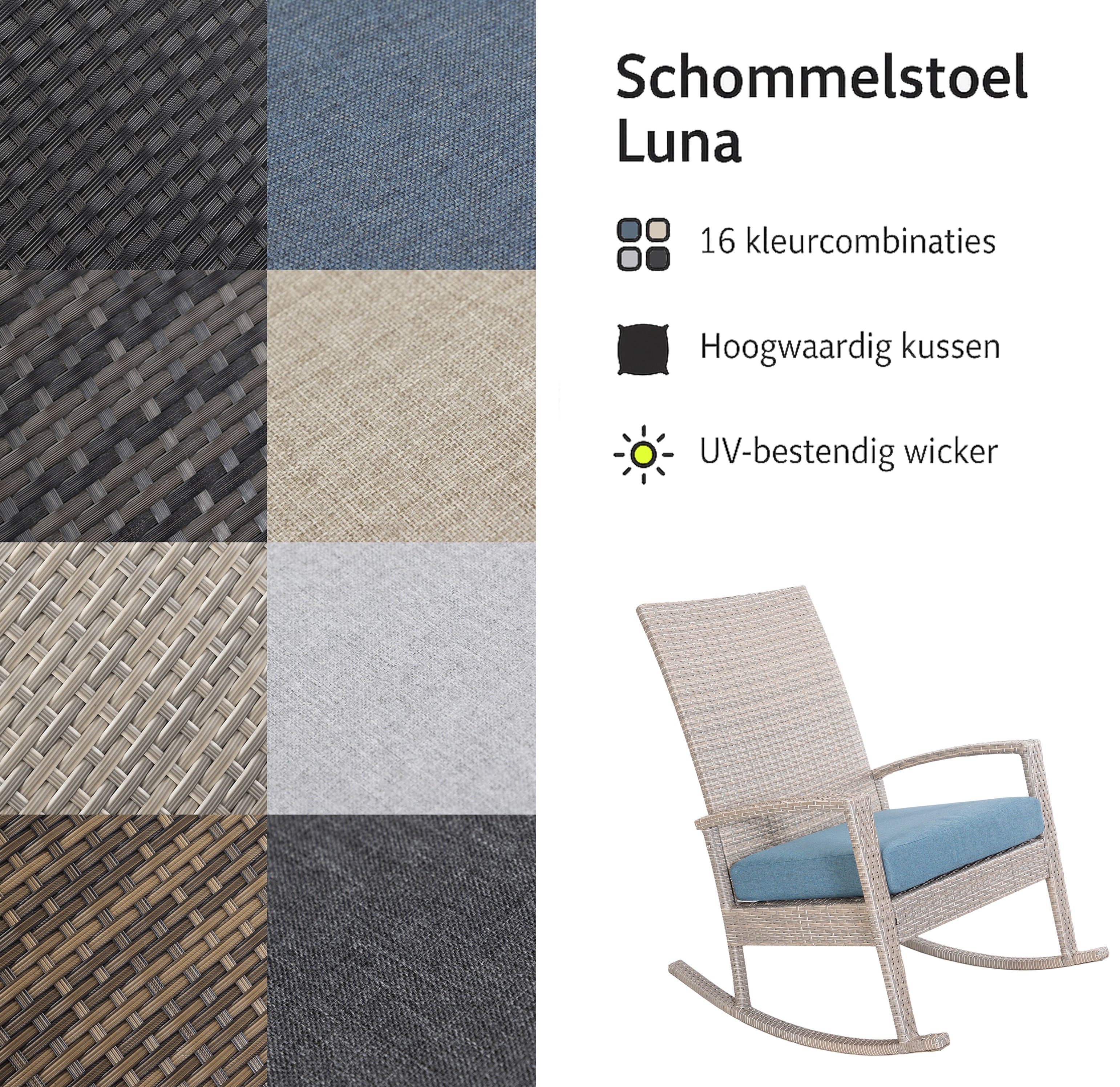 Luna Rocking chair - Beige Tuinstoel Schommelstoel