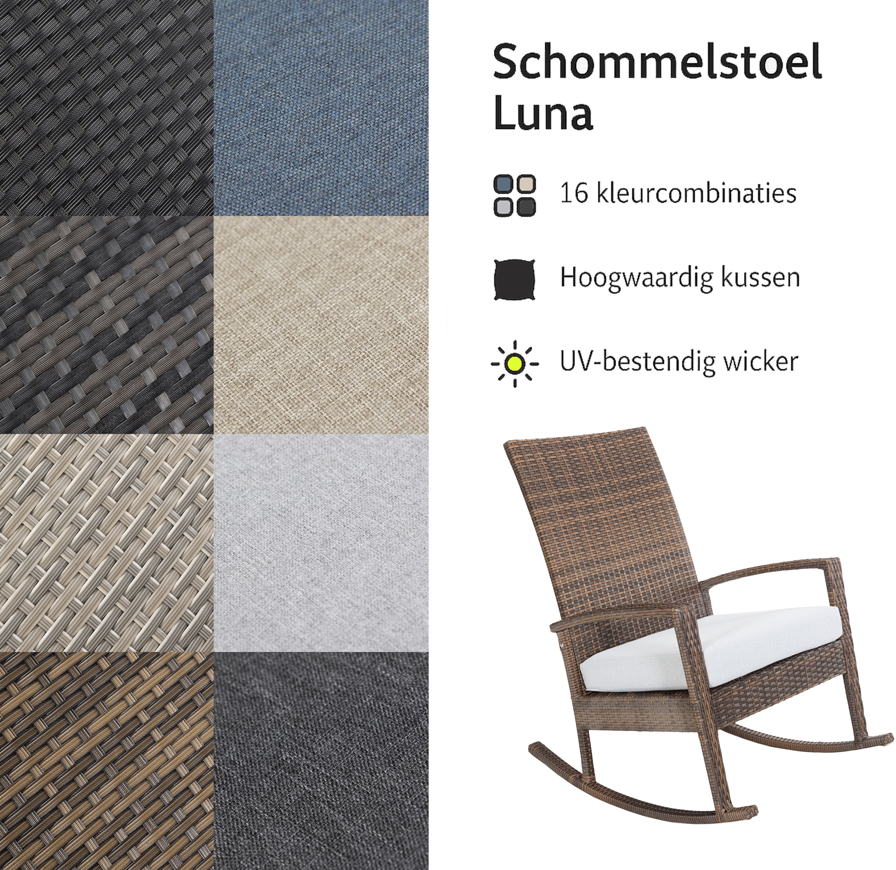 Luna Rocking chair - Bruin Tuinstoel Schommelstoel