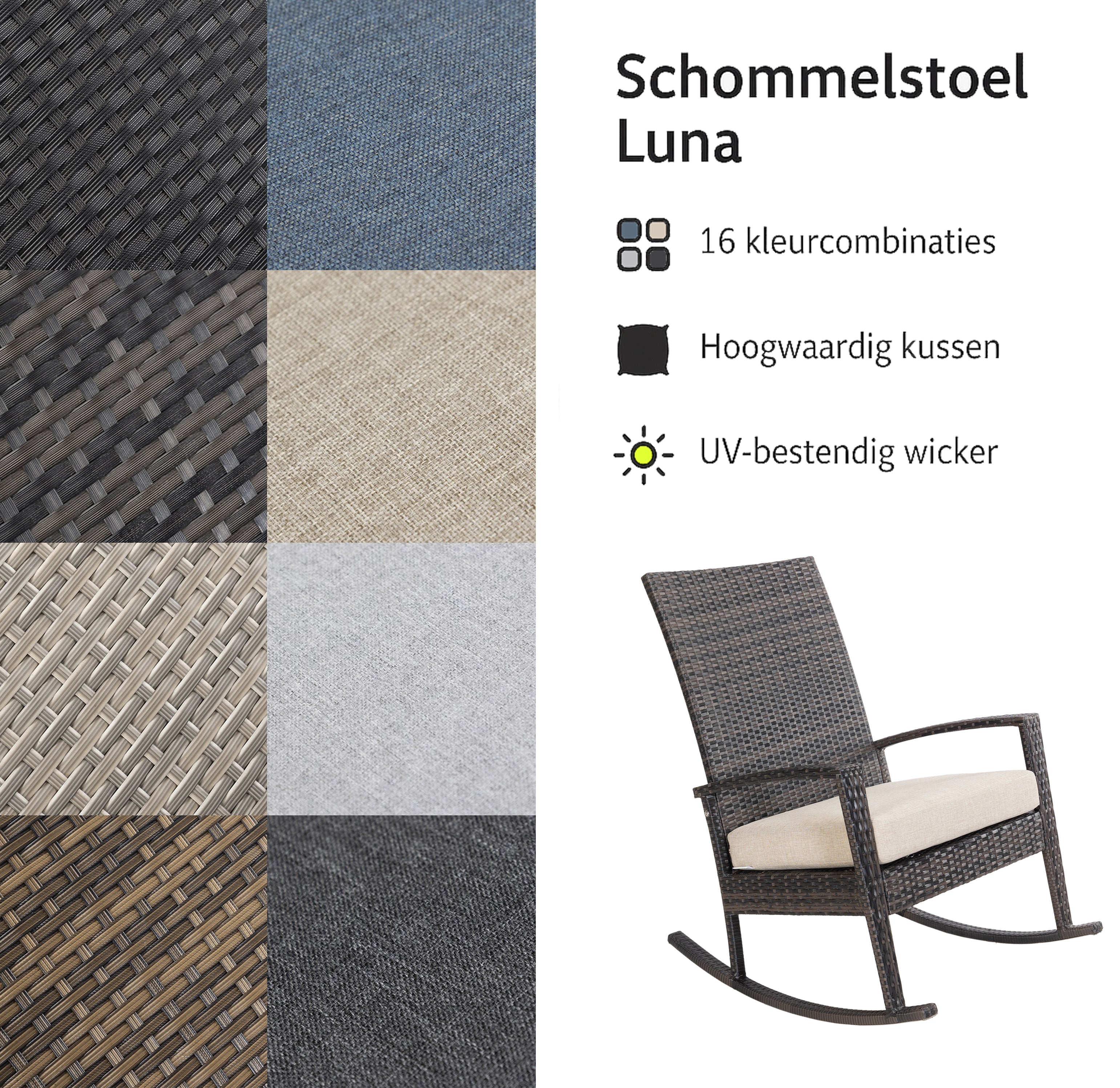 Luna Rocking chair - Donker bruin Tuinstoel Schommelstoel