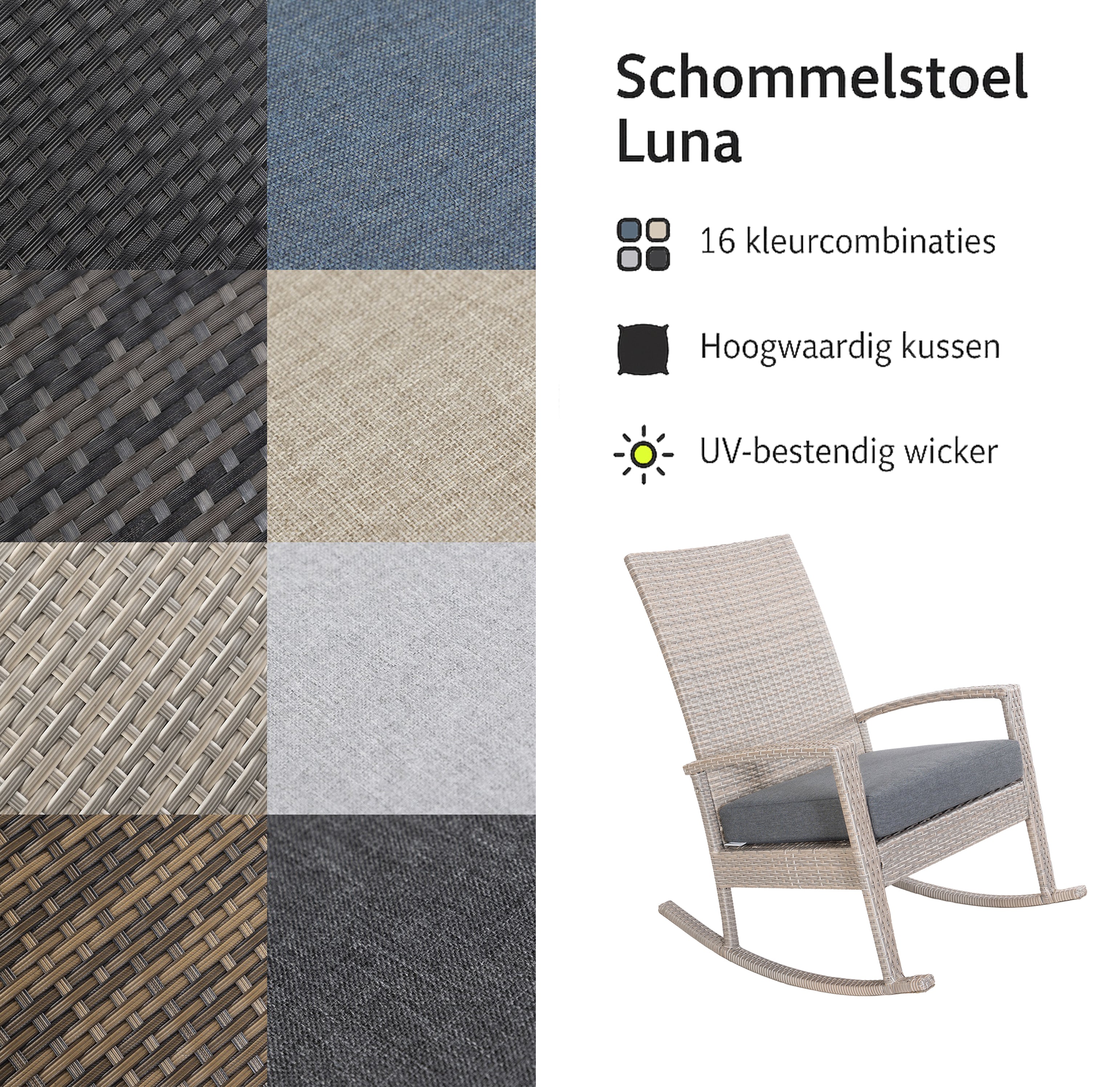 Luna Rocking chair - Beige Tuinstoel Schommelstoel
