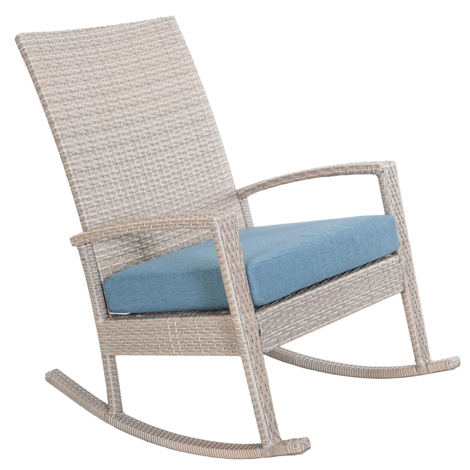 cream Luna Schommelstoel met blauwe kussen