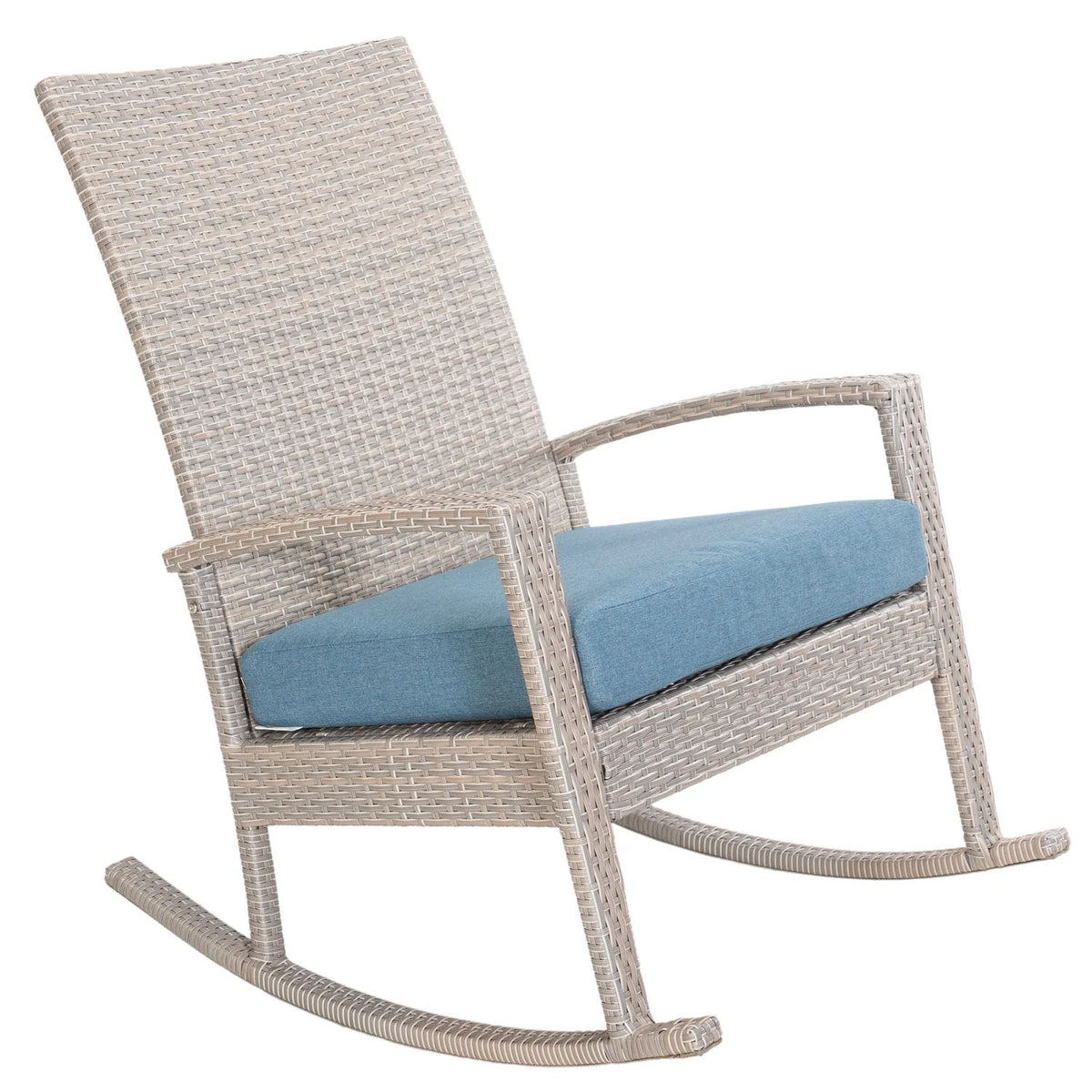 cream Luna Schommelstoel met blauwe kussen