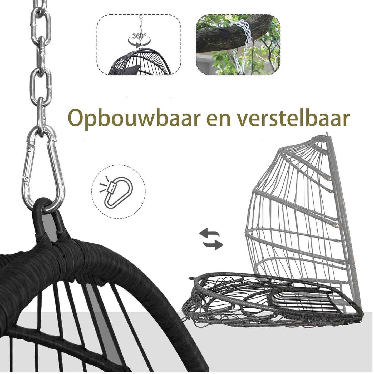 Basket Hangstoel Symphony - Zwart Wicker
