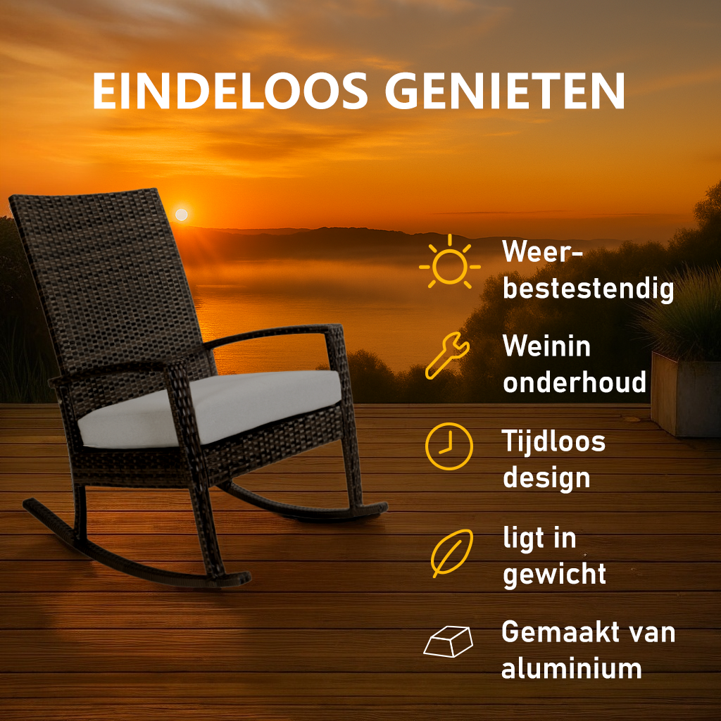 Luna Rocking chair - Donkerbruin Tuinstoel Schommelstoel
